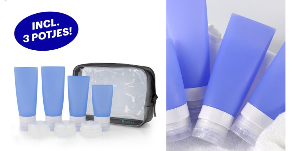 Qpacks - 8-delige Reisflesjes Set Blauw